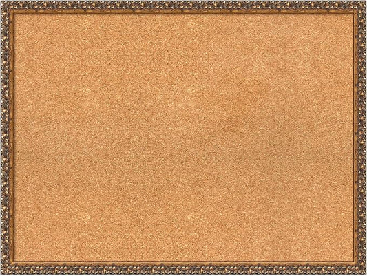 Amanti Art Natural Cork Board for Wall, 24x32 Vision Board with Bronze Frame, Large Corkboard Office Decor for Home Organization, Traditional Corkboard Pinboard to Display Items for Home Organization-DeskLoop Office