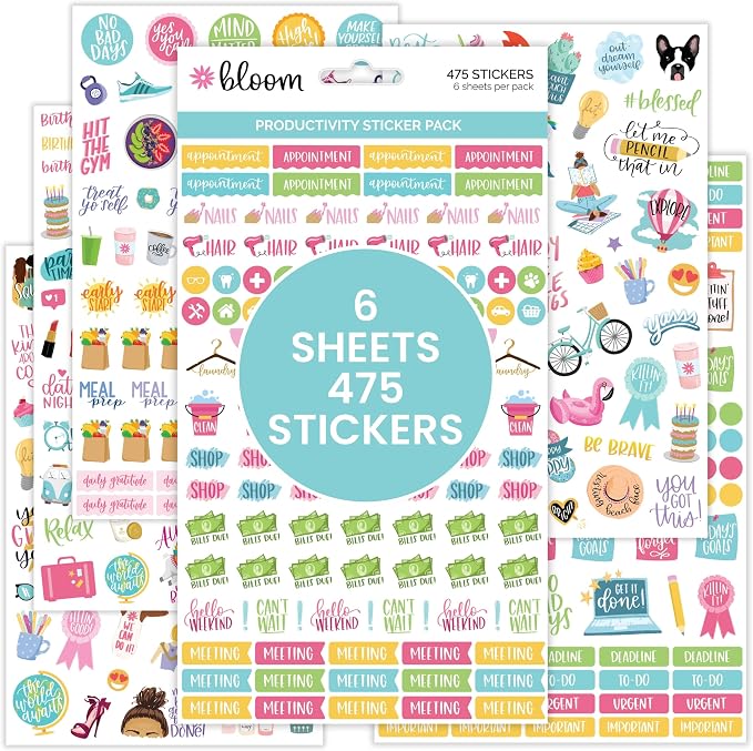 Bloom Daily Planners Productivity Stickers by bloomdailyplanners