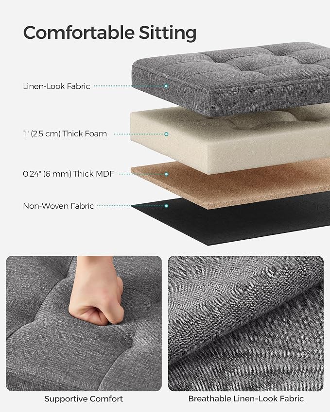 SONGMICS Small Folding Storage Ottoman, Foot Rest Stool, Cube Footrest - Image 5