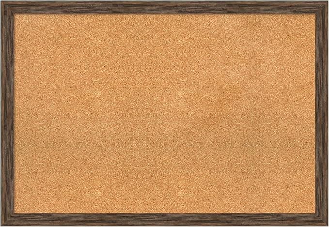 Amanti Art Natural Cork Board for Wall, 27x39 Vision Board with Brown Wood Frame, Large Corkboard Office Decor for Home Organization, Rustic Farmhouse Corkboard Pinboard to display items for home-DeskLoop Office