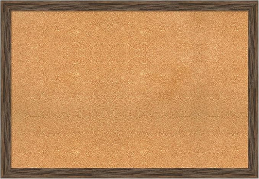 Amanti Art Natural Cork Board for Wall, 27x39 Vision Board with Brown Wood Frame, Large Corkboard Office Decor for Home Organization, Rustic Farmhouse Corkboard Pinboard to display items for home-DeskLoop Office