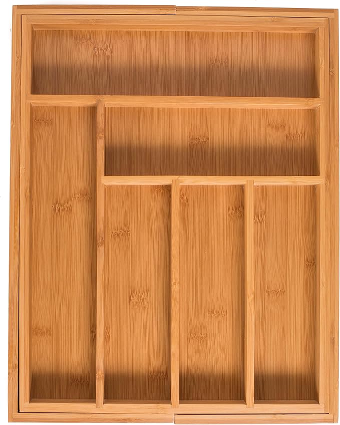 BIRDROCK HOME Bamboo Expandable Utility Drawer Organizer – Utensil Silverware – - Image 4
