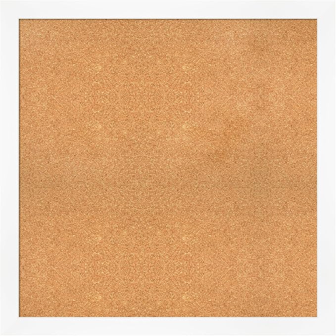 Amanti Art Natural Cork Board for Wall, 35x35 Vision Board with White Frame, Large Corkboard Office Decor for Home Organization, Modern Corkboard Pinboard to Display Items for Home Organization in-DeskLoop Office