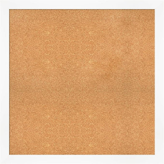 Amanti Art Natural Cork Board for Wall, 35x35 Vision Board with White Frame, Large Corkboard Office Decor for Home Organization, Modern Corkboard Pinboard to Display Items for Home Organization in-DeskLoop Office