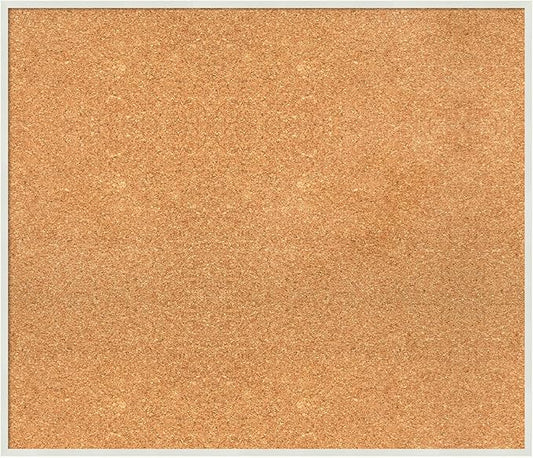 Amanti Art Natural Cork Board for Wall, 25x29 Vision Board with White Frame, Large Corkboard Office Decor for Home Organization, Modern Corkboard Pinboard to Display Items for Home Organization in-DeskLoop Office