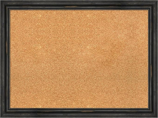 Amanti Art Natural Cork Board for Wall, 23x31 Vision Board with Black Wood Frame, Medium Corkboard Office Decor for Home Organization, Rustic Farmhouse Corkboard Pinboard to display items for home-DeskLoop Office