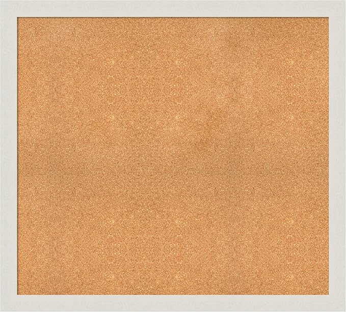Amanti Art Natural Cork Board for Wall, 37x41 Vision Board with White Frame, Oversize Corkboard Office Decor for Home Organization, Country Rustic Corkboard Pinboard to Display Items for Home-DeskLoop Office