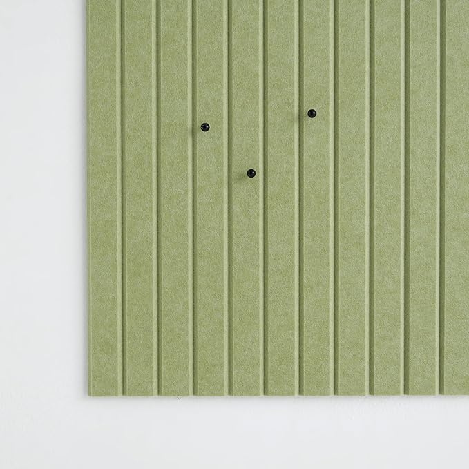 Large Cork Boards for Walls Black Felt Alternative - Slat Wall Paneling, Bulletin Board Tiles for Home Decor, Push Pin Corkboard Organizer for Office or Classroom-12-Pack Panel Kit (Avocado)-DeskLoop Office