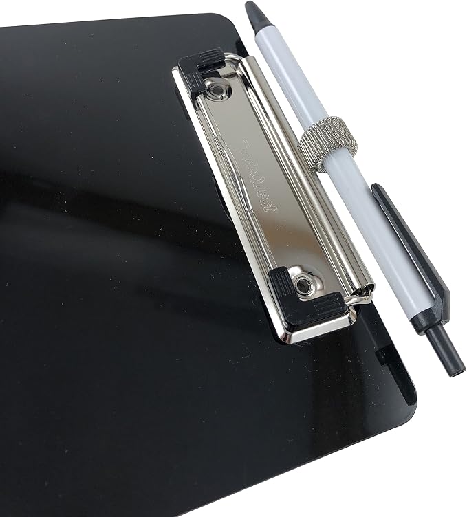 Trade Quest Small Memo Clipboard 6'' x 9'' Pen Holder Clip Plastic - Image 4