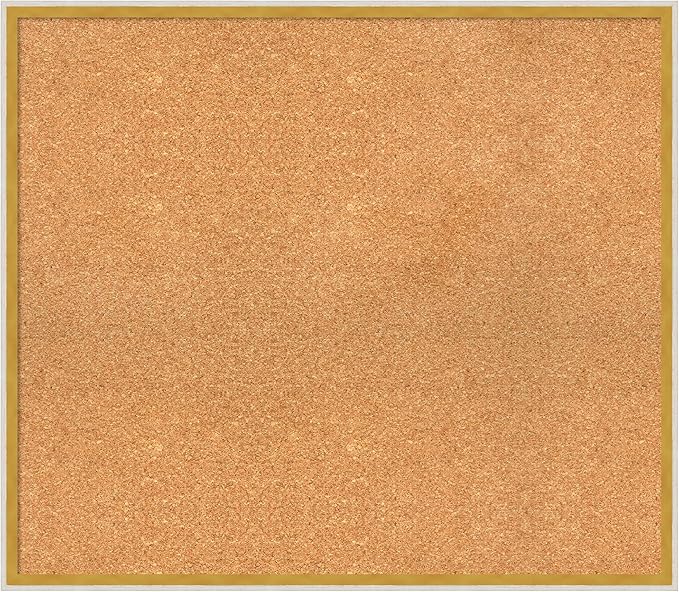 Amanti Art Natural Cork Board for Wall, 27x31 Vision Board with White Frame, Large Corkboard Office Decor for Home Organization, Modern Corkboard Pinboard to Display Items for Home Organization in-DeskLoop Office