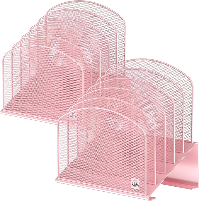 Delifox Inclined Desk File Organizer, Vertical File Folder Holder Stand Metal by Delifox
