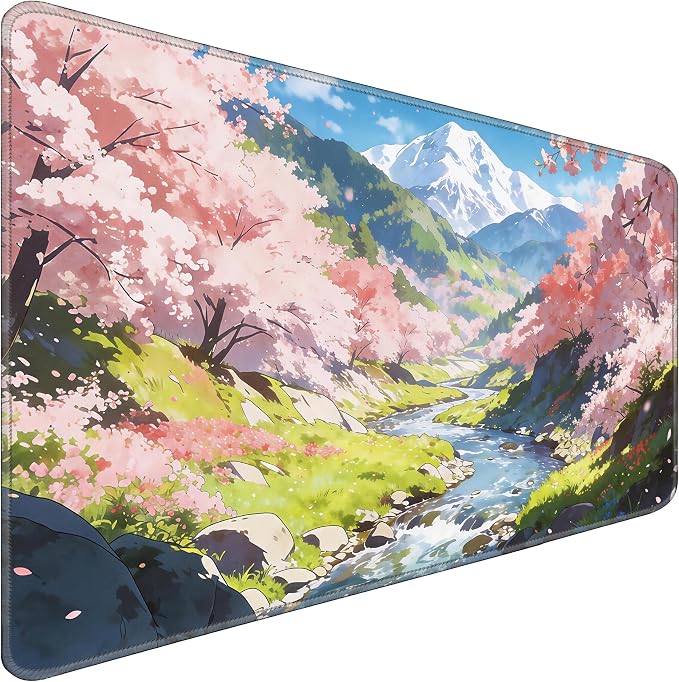 Cherry Blossom Anime Large Gaming Mouse Pad, 31.5x15.7 Inch, Non-Slip Rubber by CustomerFirstServiceFirst