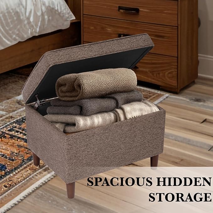 Home Decor | Dinah Collection Modern Storage Ottoman | Ottoman with Storage for Living Room & Bedroom (Chocalate Brown)-DeskLoop Office