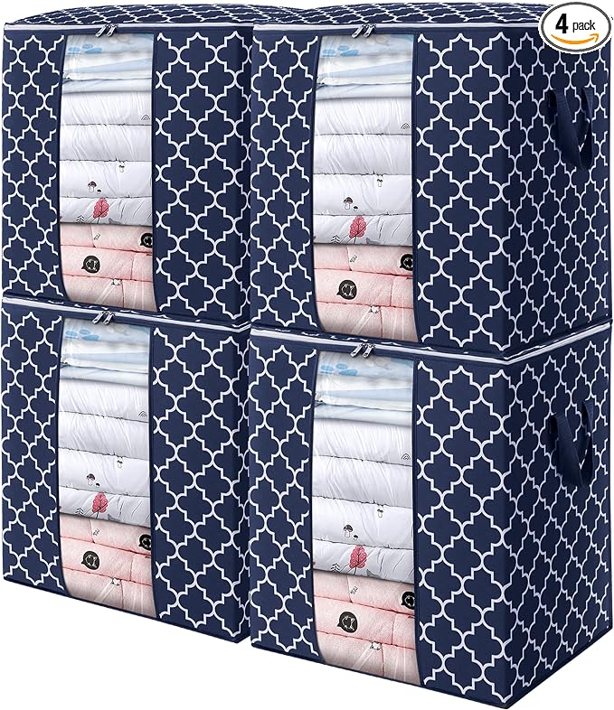 WISELIFE Storage Bags 4 Pack/100L Large Blanket Clothes Organization and by WiseLife