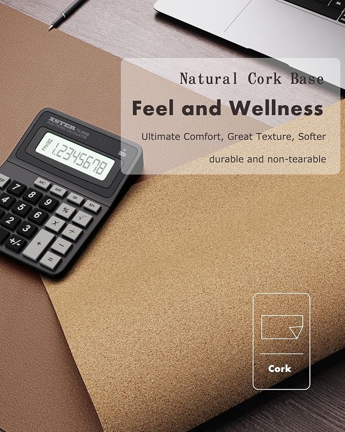 YSAGi Eco Cork Desk Pad, Double-Sided Desk Pad Protector, Large Mouse Pad - Image 3