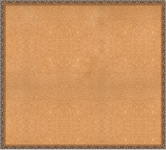 Amanti Art Natural Cork Board for Wall, 38x42 Vision Board with Bronze Frame, Oversize Corkboard Office Decor for Home Organization, Traditional Corkboard Pinboard to Display Items for Home-DeskLoop Office