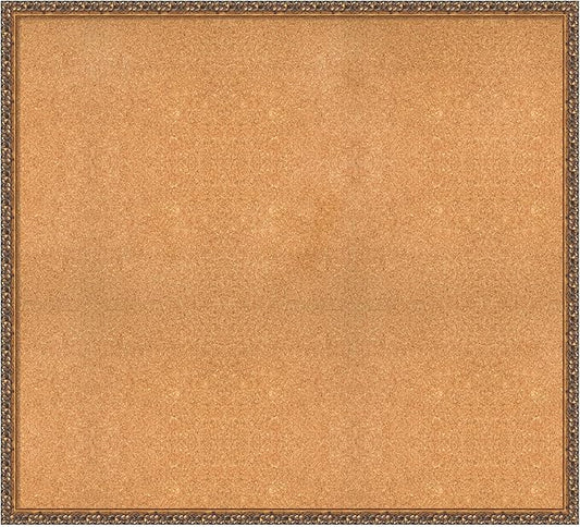 Amanti Art Natural Cork Board for Wall, 38x42 Vision Board with Bronze Frame, Oversize Corkboard Office Decor for Home Organization, Traditional Corkboard Pinboard to Display Items for Home-DeskLoop Office