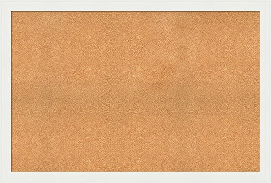 Amanti Art Natural Cork Board for Wall, 33x49 Vision Board with White Frame, Oversize Corkboard Office Decor for Home Organization, Casual Corkboard Pinboard to Display Items for Home Organization in-DeskLoop Office