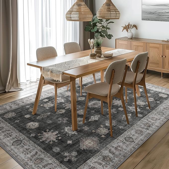 GENIMO 5x7 Area Rugs for Living Room, Machine Washable Non Slip Vintage Retro - Image 2