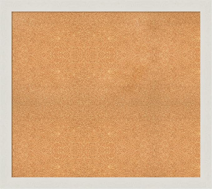 Amanti Art Natural Cork Board for Wall, 33x37 Vision Board with White Frame, Large Corkboard Office Decor for Home Organization, Country Rustic Corkboard Pinboard to Display Items for Home-DeskLoop Office