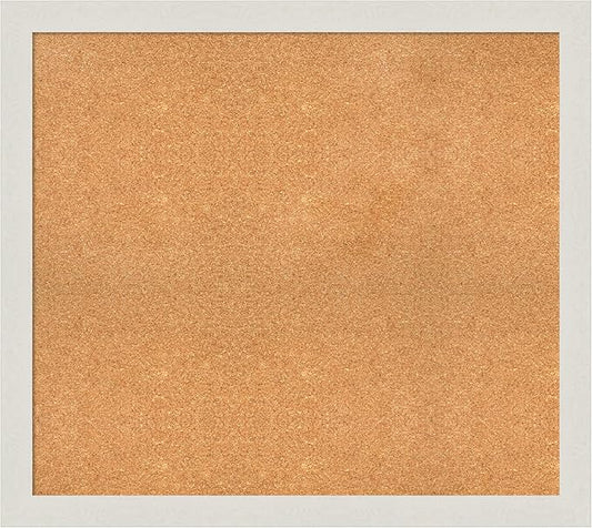 Amanti Art Natural Cork Board for Wall, 33x37 Vision Board with White Frame, Large Corkboard Office Decor for Home Organization, Country Rustic Corkboard Pinboard to Display Items for Home-DeskLoop Office
