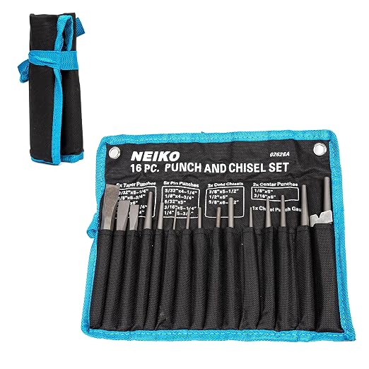 NEIKO 02626A Punch and Chisel Set | 16 Piece | Cold Chisels, Pin & Center - Image 2