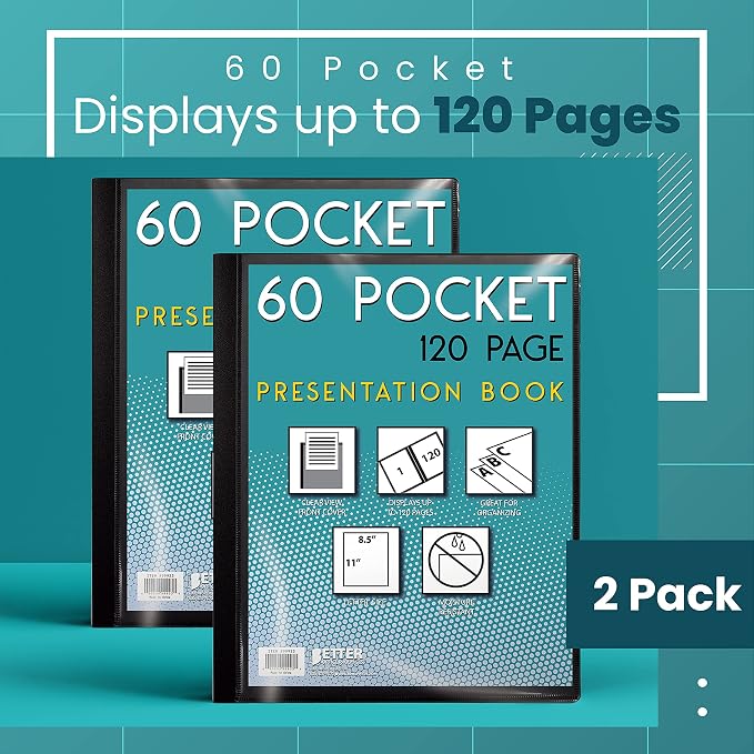 Better Office Products 60 Pocket Bound Black Presentation Book, - Image 4