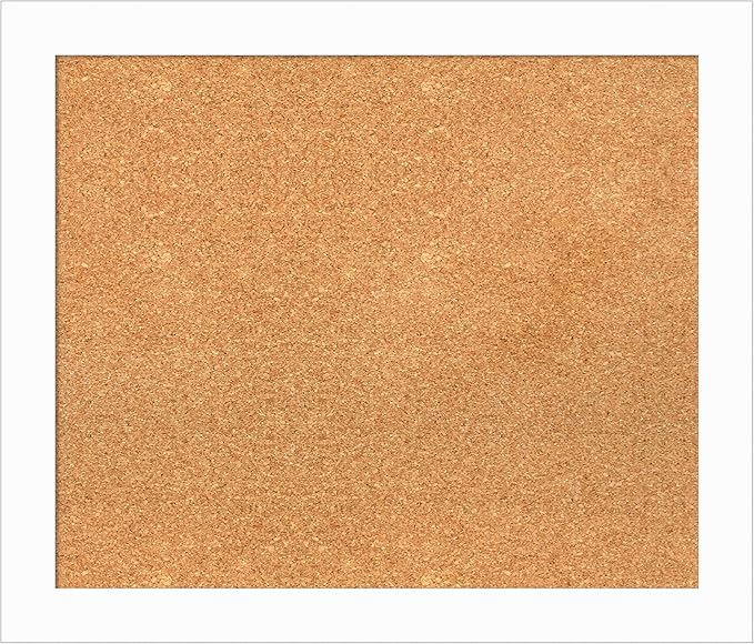 Amanti Art Natural Cork Board for Wall, 23x27 Vision Board with White Frame, Medium Corkboard Office Decor for Home Organization, Casual Corkboard Pinboard to Display Items for Home Organization in-DeskLoop Office
