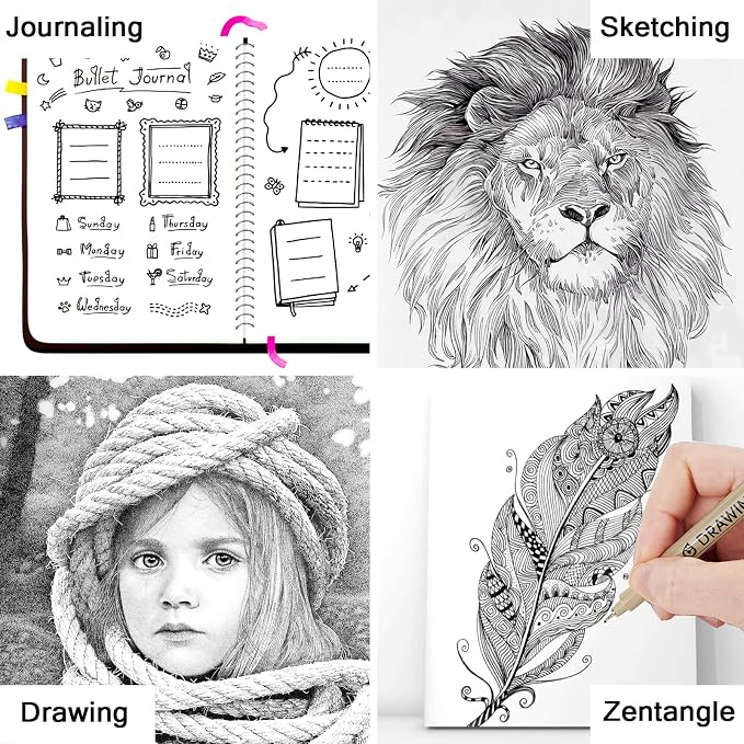 Muchcute Micro Fineliner Drawing Art Pens: 6 Black Fine Line Waterproof Ink Set - Image 6