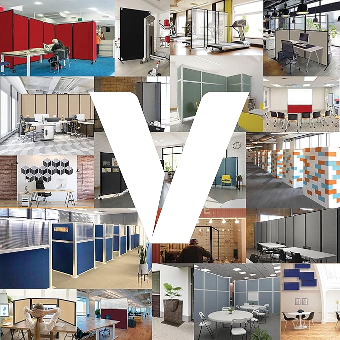 Versare Workstation Partition | Portable Wall Divider | Modern Office Cubicle | Free Standing Privacy Screen | Flexible Work Space | 66" x 70" Red Fabric Panels