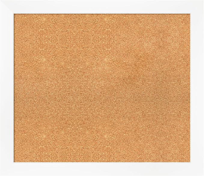 Amanti Art Natural Cork Board for Wall, 25x29 Vision Board with White Frame, Medium Corkboard Office Decor for Home Organization, Modern Corkboard Pinboard to Display Items for Home Organization in-DeskLoop Office