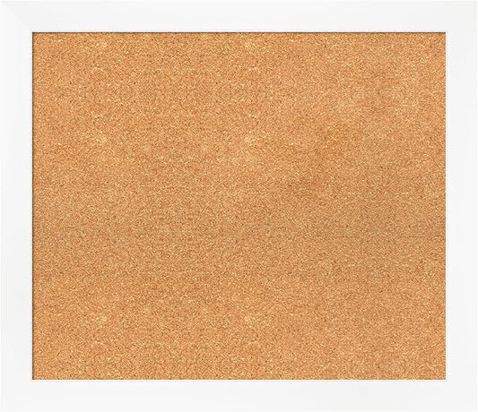 Amanti Art Natural Cork Board for Wall, 25x29 Vision Board with White Frame, Medium Corkboard Office Decor for Home Organization, Modern Corkboard Pinboard to Display Items for Home Organization in-DeskLoop Office