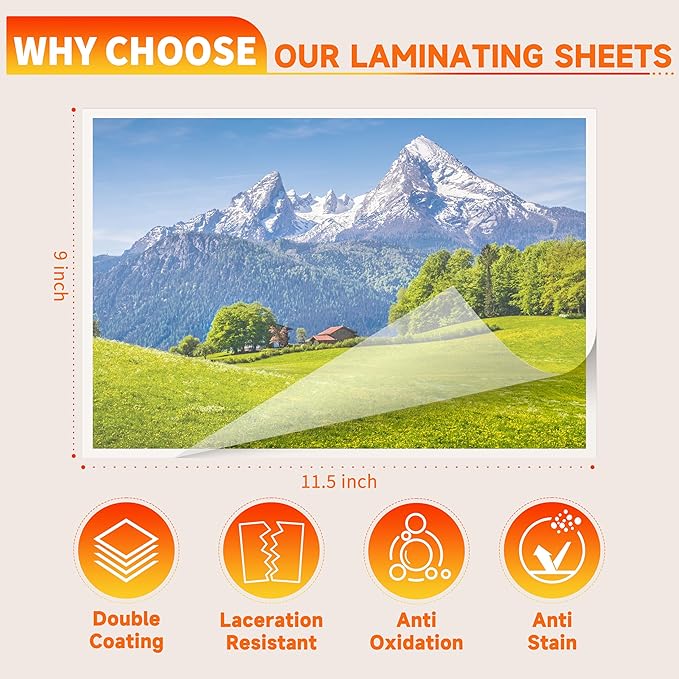 300 Pack Laminating Sheets,3 Mil,9"x11.5" Inches for Use with Thermal Laminators,Clear,Letter Size,Office and School Supplies-DeskLoop Office