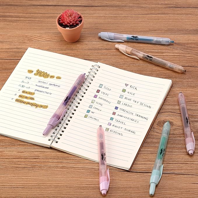 Mr. Pen- Retractable Highlighters, 6 Pack, Muted Pastel Colors | Chisel Tip - Image 3
