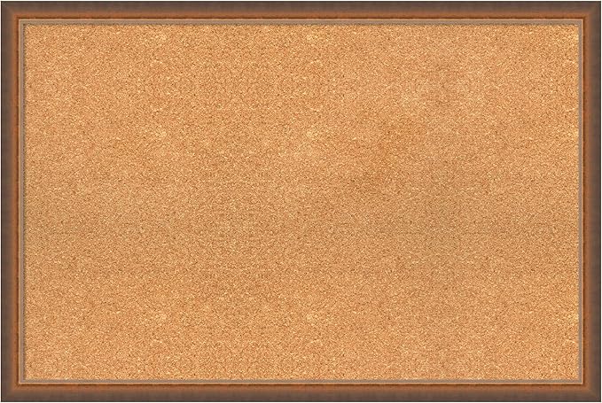 Amanti Art Natural Cork Board for Wall, 24x36 Vision Board with Bronze Frame, Large Corkboard Office Decor for Home Organization, Modern Corkboard Pinboard to Display Items for Home Organization in-DeskLoop Office