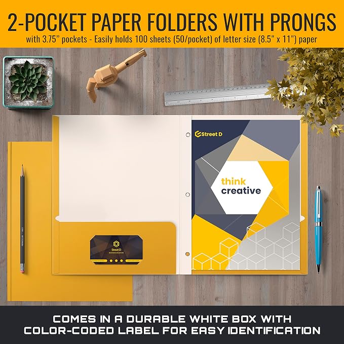 Better Office Products Dark Yellow 2 Pocket Folders - Image 2