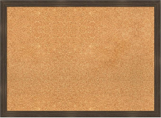 Amanti Art Natural Cork Board for Wall, 22x30 Vision Board with Brown Wood Frame, Medium Corkboard Office Decor for Home Organization, Casual Corkboard Pinboard to display items for home organization-DeskLoop Office