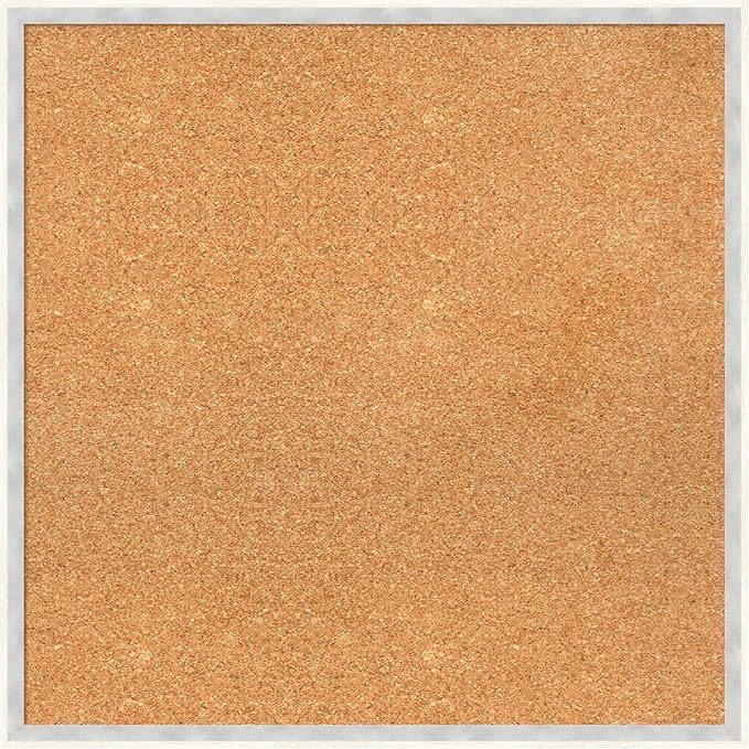 Amanti Art Natural Cork Board for Wall, 25x25 Vision Board with White Frame, Medium Corkboard Office Decor for Home Organization, Modern Corkboard Pinboard to Display Items for Home Organization in-DeskLoop Office