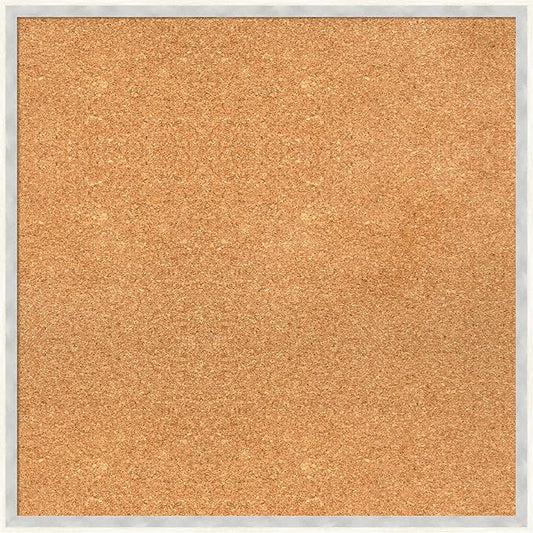 Amanti Art Natural Cork Board for Wall, 25x25 Vision Board with White Frame, Medium Corkboard Office Decor for Home Organization, Modern Corkboard Pinboard to Display Items for Home Organization in-DeskLoop Office