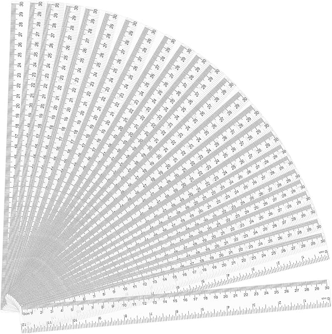 32 Pack Clear Plastic Ruler 12 Inch, Rulers Bulk by Officygnet