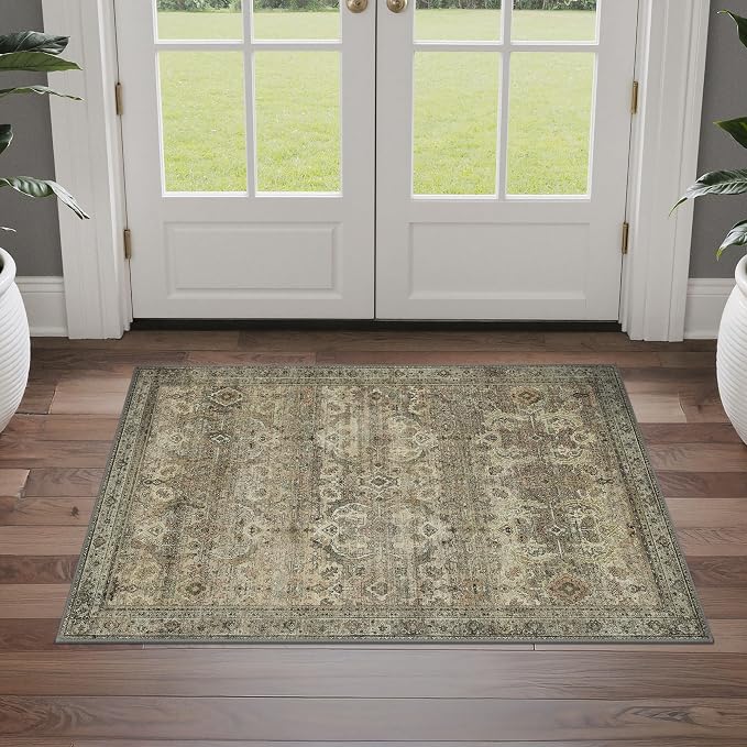 GENIMO 2x3 Area Rugs for Living Room, Machine Washable Non Slip Vintage Rugs - Image 3