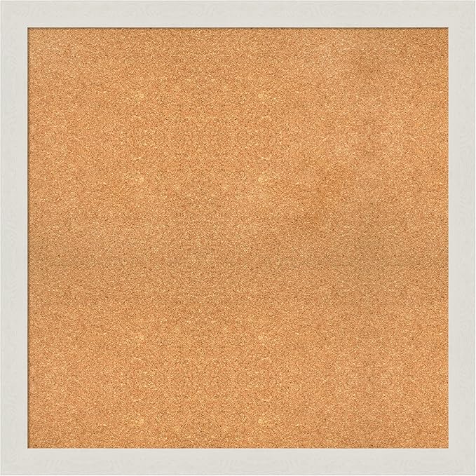 Amanti Art Natural Cork Board for Wall, 35x35 Vision Board with White Frame, Large Corkboard Office Decor for Home Organization, Country Rustic Corkboard Pinboard to Display Items for Home-DeskLoop Office