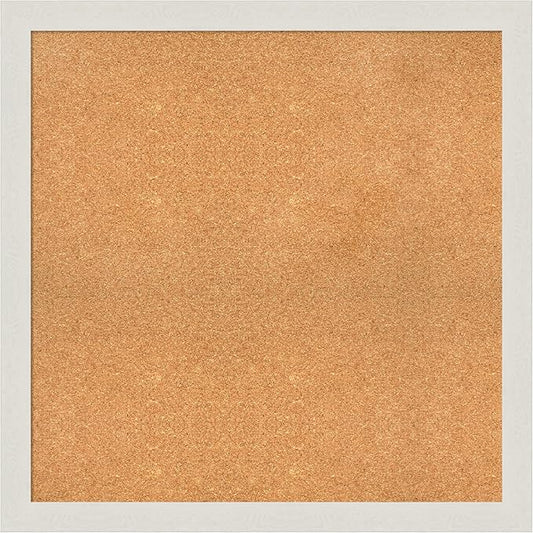 Amanti Art Natural Cork Board for Wall, 35x35 Vision Board with White Frame, Large Corkboard Office Decor for Home Organization, Country Rustic Corkboard Pinboard to Display Items for Home-DeskLoop Office