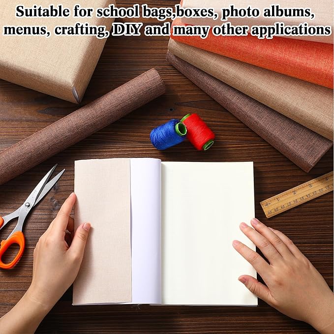 4 Pcs Book Cloth Bookcover Fabric Surface with Paper Backed Book Binding Cloth Fabric Book Cover for Scrapbooking Album DIY Craft Supplies Home, 4 Colors(Earth Color,40 x 16 Inches)-DeskLoop Office