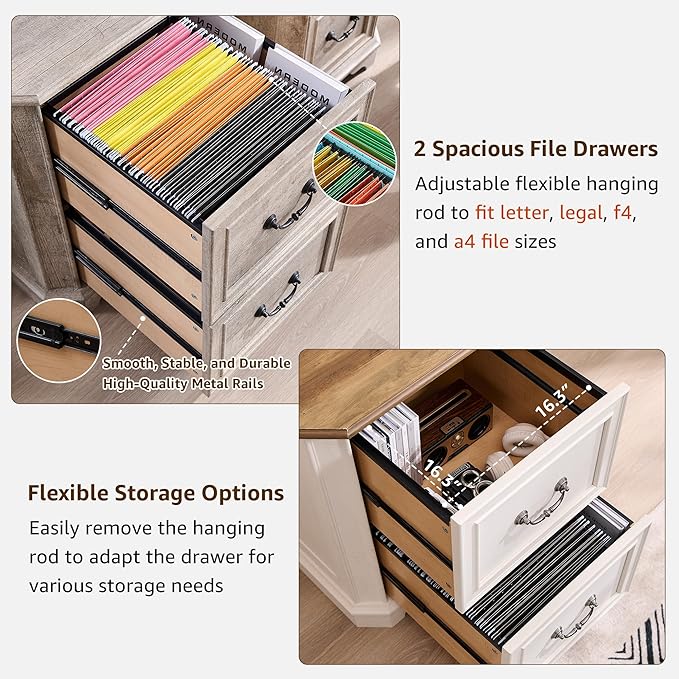 T4TREAM 6-Tier Bookcase with 2 File Drawers, 72" Tall Farmhouse Bookshelf with Storage & Adjustable Shelves, Wooden Floor Standing Display Book Shelf Organizer for Home Office, Light Rustic Oak-DeskLoop Office