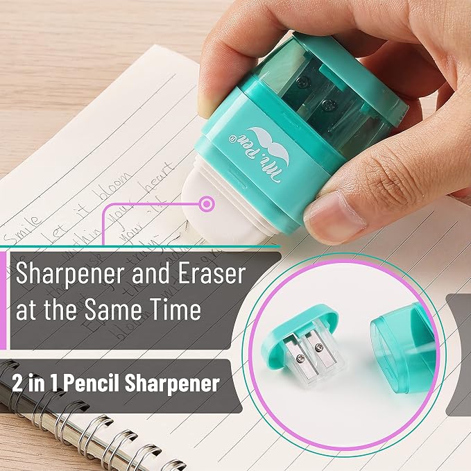 Mr. Pen- Pencil Sharpener & Eraser, 4 Pack | 2-in-1 Manual Sharpeners - Image 6