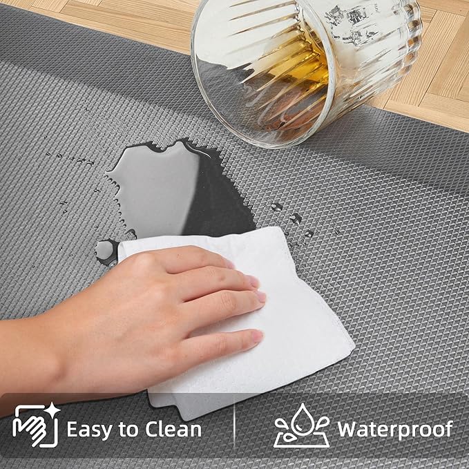 Anti Fatigue Kitchen Mats for Floor, Grey 9/10 Extra Thick Cushioned Standing Desk Mat, Comfort Memory Foam Ergonomic Kitchen Rugs and Mats Non-Slip Waterproof for Office, Kitchen, Sink, 20" x 48"-DeskLoop Office