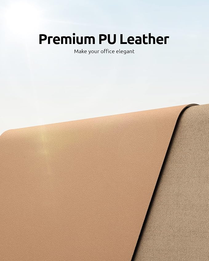 YSAGi Leather Desk Pad Protector, Office Mat, Large Mouse Pad, Non-Slip PU - Image 2
