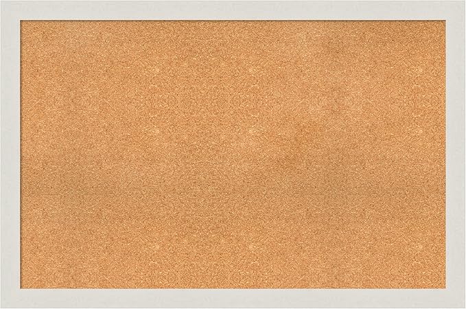 Amanti Art Natural Cork Board for Wall, 31x47 Vision Board with White Frame, Oversize Corkboard Office Decor for Home Organization, Country Rustic Corkboard Pinboard to Display Items for Home-DeskLoop Office