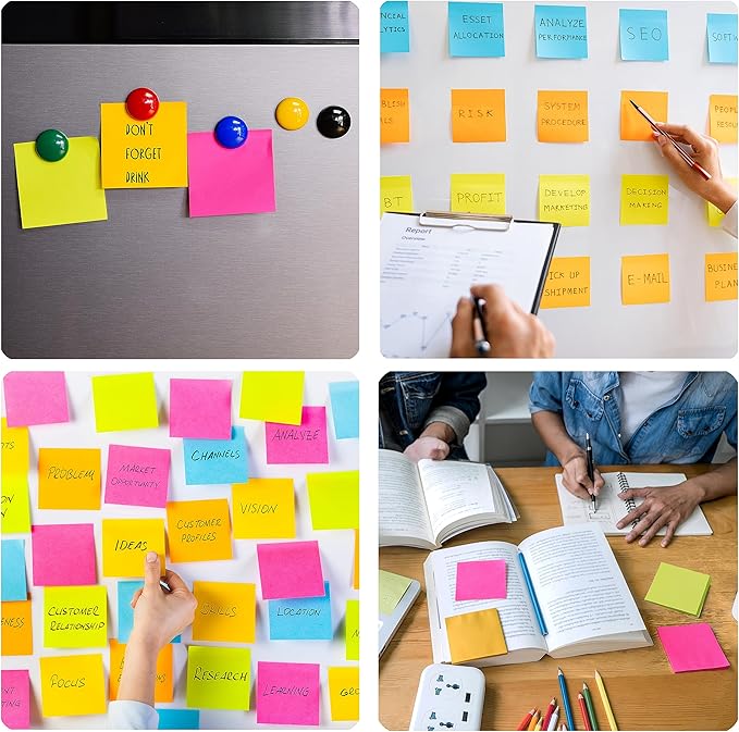 Sticky Notes 3 x 3 in, 60 Pads, 85 Sheets/Pad, 6 Bright Colors, Self-Stick Notes, Easy to Post for Home, Office, School-DeskLoop Office